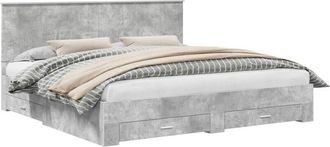 vidaXL Estructura De Cama Con Cabecera Gris Concreto 200 X 200 Cm Vidaxl