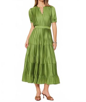 Current Air Pleated Maxi Dress In Olive