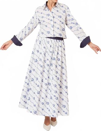 Rosie Assoulin Easy Does It Skirt In Winding Vines Embroidered Poplin