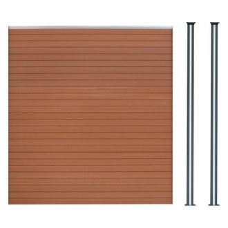 MonsterShop Composite Fence Panel & LED Posts 6ft x 6ft - Brown