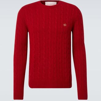Valentino VLogo cable-knit cashmere sweater