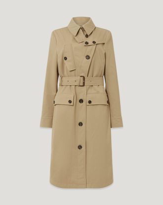 Belstaff Tt Trench Coat Womens Stormcoat Gabardine Light Sand Size UK 4