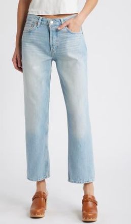Re/Done Easy High Waist Ankle Straight Leg Jeans in Faded Artisan at Nordstrom Rack, Size 32