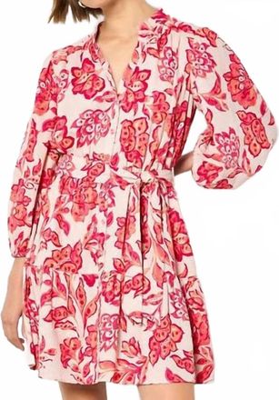 Apricot Boho Mini Dress In Sarsa Pink