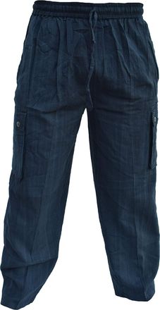 Gheri Light Cotton Loose Elastic Waist Summer Pocket Casual Lounge Wear Trousers Pant Plain Black XXX-Large