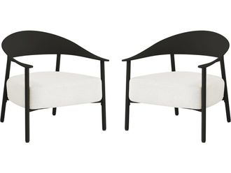 Habitat et Jardin Lote De 2 Sillones De Jard&iacute;n c&eacute;ora De Pl&aacute;stico Y Metal - Negro