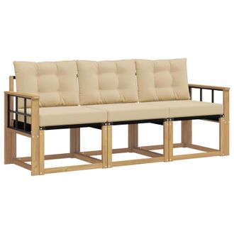 vidaXL Conjunto De Sof&aacute;s De Exterior Con Coj&iacute;n 3 Pcs Y Beige Vidaxl