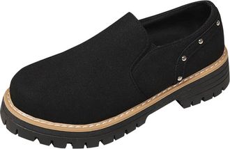 Generic Black Women Loafers Featuring Round Toe Shallow Mouth and Thick Bottom Ideal for Casual Settings Functional for Various Occasions
