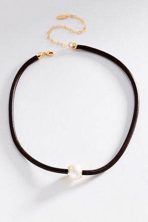 Anthropologie Cord Necklace with Pearl