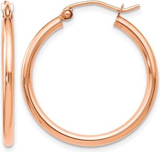 Diamond2Deal 14K Rose Gold 2x25mm Polished Round Hoop Earrings