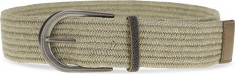 Brunello Cucinelli Womens Braided Linen Belt With Shiny Loop Greggio Linen; Viscose; Rubber E Braces