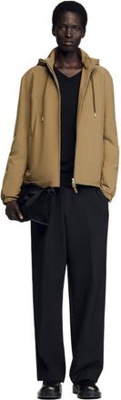 Sandro Zip-up hooded jacket in Caramel at Nordstrom, Size Xx-Large