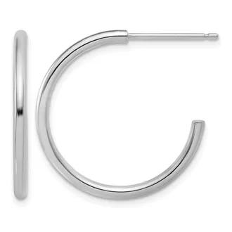 Diamond2Deal Platinum Polished 2x25.5mm Post C-Hoop Earrings