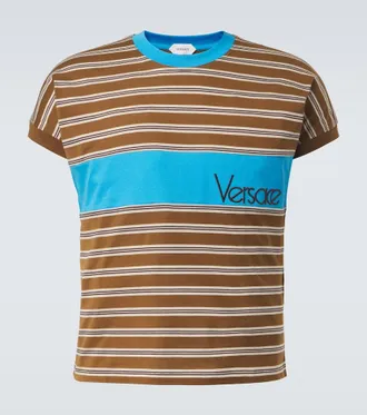 Versace Logo striped cotton T-shirt