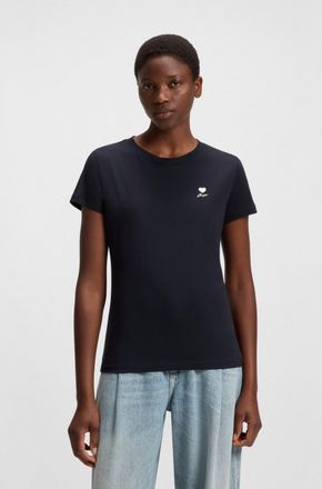 Boss Orange by Hugo Boss T-Shirt BOSS ORANGE Esogo Premium Damenmode, Damen, Gr. L (40), blau (dunkelblau 409), Jersey, Obermaterial: 100% Baumwolle, unifarben, Rundhals, abge