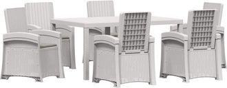 vidaXL Conjunto De Comedor De Jard&iacute;n 7 Uds. Blanco Y Gris Claro Pp Vidaxl