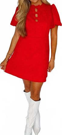 Fate Ribbon Front Puff Sleeve Mini Dress In Red