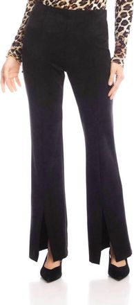 Karen Kane Faux Suede Front Slit Pants In Black