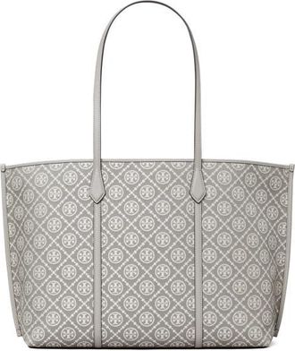 Tory Burch Perry T Monogram Jacquard Triple Compartment Tote in Gray at Nordstrom