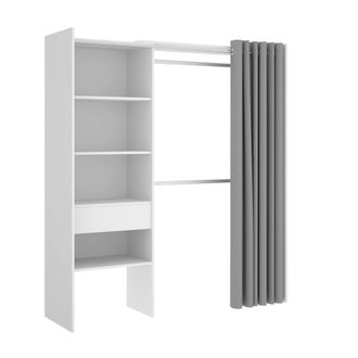 Dmora Armario Wetterhorn, Estructura Para Vestidor, Perchero Abierto, 160x50h205 Cm, Blanco Y Gris - Dmora