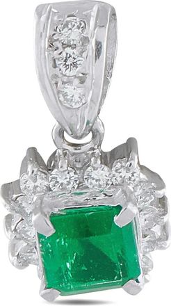 Luxury Bazaar platinum diamond and emerald pendant - Silver