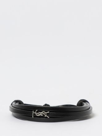 Saint Laurent Bracciale Cassandre in pelle ed ottone