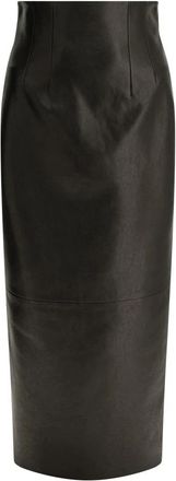 Khaite Loxley High-Waisted Leren Kokerrok - Dames - Leren & Su&egrave;de rokken - Zwart - S - Leer - Rokken