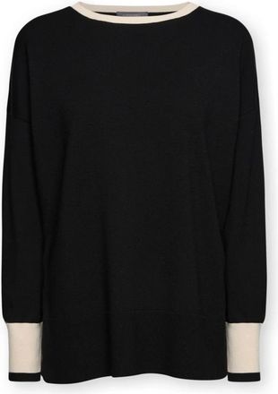 Elena Miro Truien & Vesten, Dames, Zwart, S, Polyester, Viscose Ronde Hals Trui