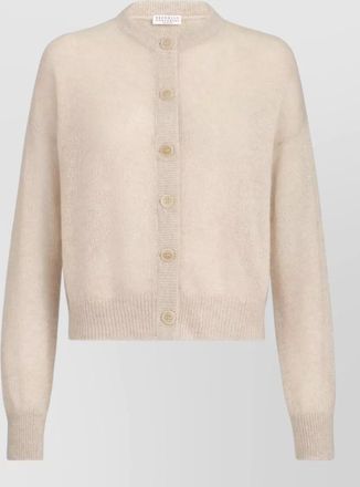 Brunello Cucinelli silk blend crew neck long sleeve cardigan