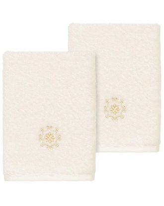 Linum Home Textiles 100% Turkish Cotton Alyssa 2Pc Embellished Washcloth Set