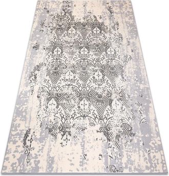 RugsX Rugsx - Alfombra core W3824 Ornamento Vintage - estructural, dos niveles de vellón, crema / gris grey 120x170 cm