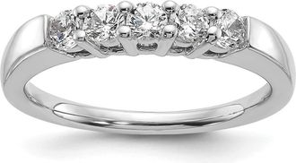Diamond2Deal 14k White Gold 1/2 Ct Lab Grown Diamond Five Stone Fashion Band Ring