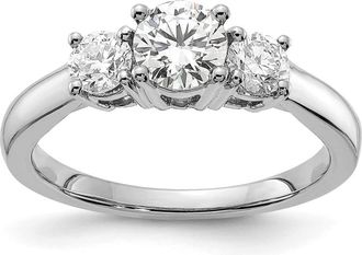 Diamond2Deal 14k Gold Lab Grown Diamond 3-Stone Band Ring 1.5Ct Clarity- VS Color- G-H