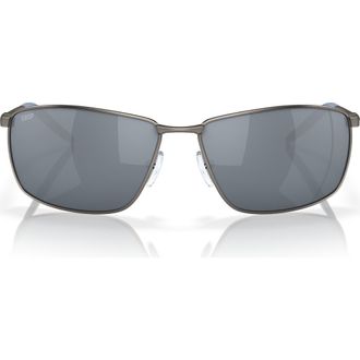 Costa Turret 63mm Oversize Polarized Mirrored Rectangular Sunglasses in Gunmetal /Gray Silver at Nordstrom