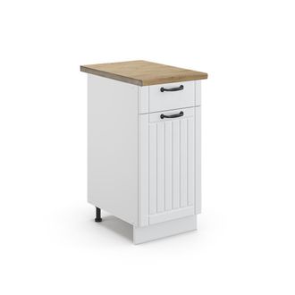 Vicco Mueble Bajo De Cocina Fame-line, Blanco Casa De Campo, 40 Cm, Et Roble
