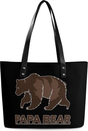 Generic Papa Bear Tote Bags for Women Cute Shoulder Purses Handbags