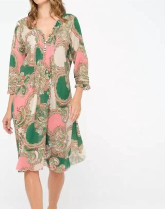 Oneseason Faro Middy Poppy Midi Dress In Green