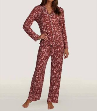 Dylan Hearts Long Sleeve Pajama Set In Red