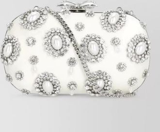 Self Portrait crystal clutch bag pearl detailing chain strap