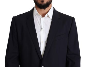 Dolce & Gabbana Black Wool Stretch Men Coat Martini Blazer Virgin Elastane Clothing