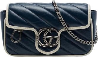 Gucci Pre-owned Vintage Crossbody Bag - Dames - Vintage Schoudertas - Blauw - ONE Size - Leer - Vintage