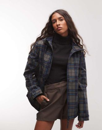 Hunter Originals giacca impermeabile tartan blu navy