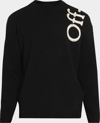 Off-white Vertical Bookish Knit Crewneck Sweater