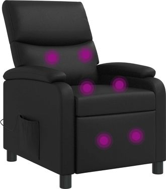 vidaXL Silla De Masajes Reclinable Negro Cuero Sint&eacute;tico Vidaxl