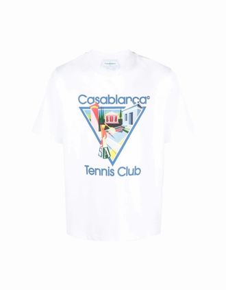 Casablanca Mens Casablanca La Joueuse Tennis Club T-Shirt White - Size: 38
