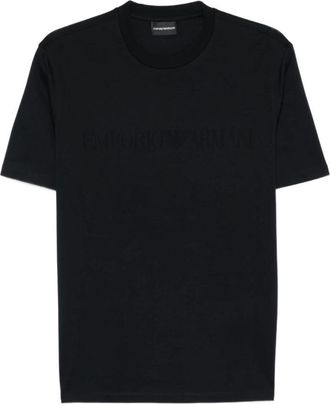 Emporio Armani T-shirt met opgedrukt logo - Heren - T-shirts - Blauw - XL - Katoen - Tops