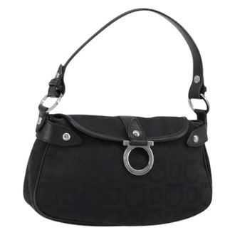 Ferragamo Pre-owned Shoulder Bags, female, Black, Size: ONE SIZE Pre-owned Canvas Shoulder Bag