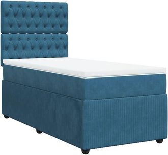 vidaXL Cama Box Spring Con Colch&oacute;n Terciopelo Azul 100x200 Cm Vidaxl