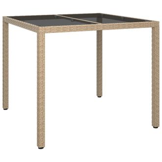 vidaXL Mesa Jard&iacute;n Vidrio Templado Rat&aacute;n Sint&eacute;tico 90x90x75 Cm Gris Vidaxl
