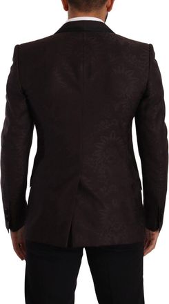 Dolce & Gabbana Mens Purple Jacquard Single Breasted Sicilia Blazer Bordeaux Virgin Wool Clothing
